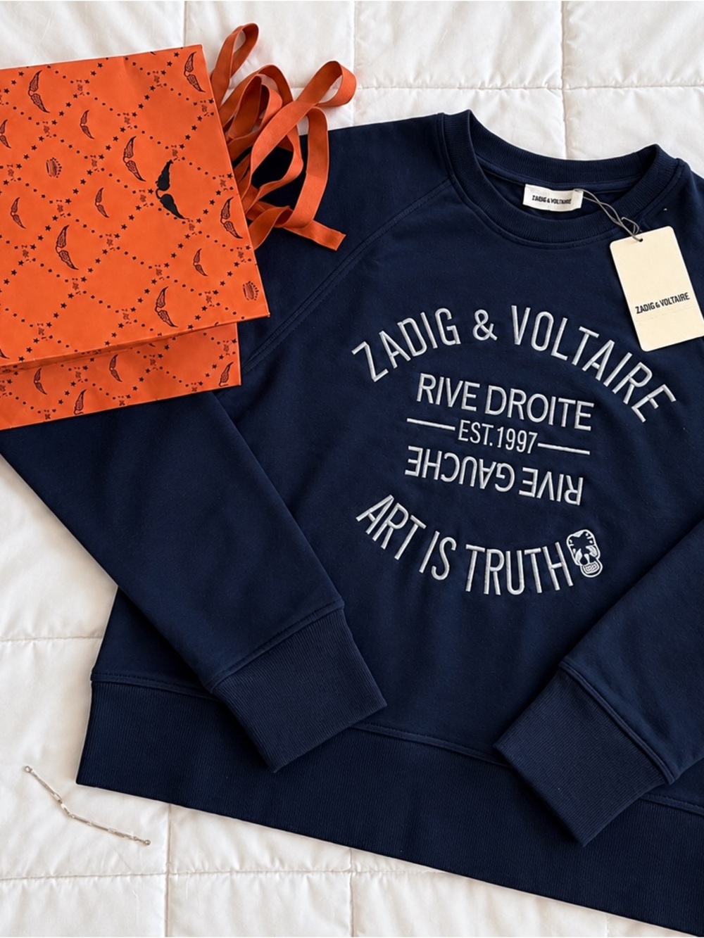 Zadig & Voltaire Navy Sweatshirt with  Logo Print Embroidered